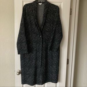 JJill long cardigan sweater black with white & grey dots - XL